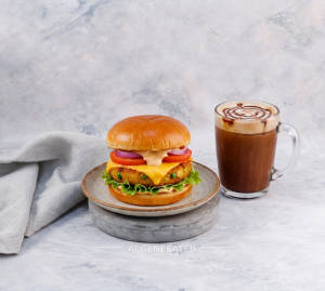 Aloo Tikki Double Cheese Burger + Cold Coffee