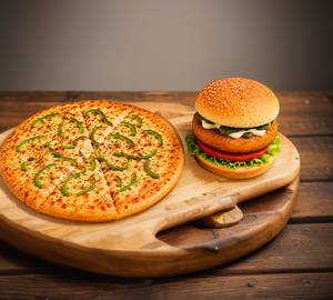 Aloo Tikki Burger With Capsicum Pizza [7 Inches]