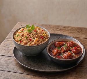 Mixed Fried Rice & Chicken Manchurian Gravy 
