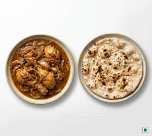 Chicken do pyaza bone + Tandoori roti plain (1 piece)