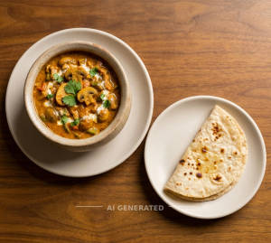 Mushroom Handi + Tawa roti (1 piece)
