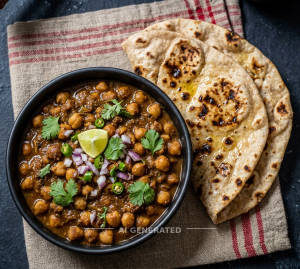 Chhole + Tandoori Roti. (2 Pieces)
