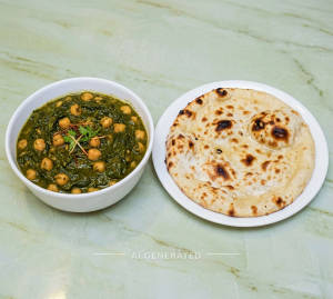Palak Chana + Plain Naan (1 Pc)