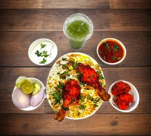 Dum Biryani 500Ml+Chicken Kebab[2Pcs]+Buttermilk+Raita+Salad