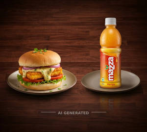 Paneer Cheese Burger + Mazza 350Ml (Cold Drink)