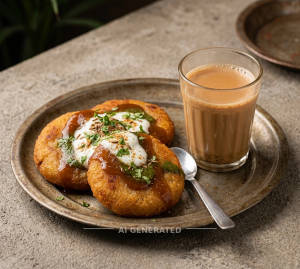 Aloo Tikki (Desi Ghee) + Tea