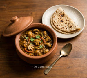 Mushroom Handi + Tawa roti (1 piece) 