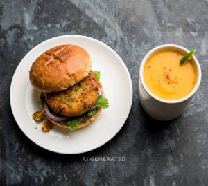 Aloo Tikki Burger + Spicy Mango