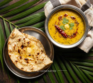 Dal Tadka + Plain Tandoori Roti (1 piece)