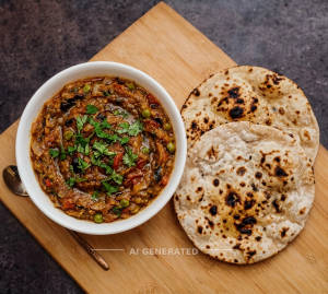 Baingan Bharta + Tandoori Roti Plan (2 Pieces)