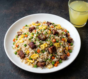 Pork fried rice + Fresh Lemon Juice