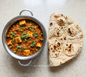 Matar Paneer + Tandoori Roti (1 Piece)   
