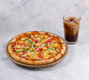 Vegetable Paneer Pizza + Cold Coffee