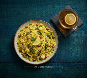 Poha + Lemon Tea