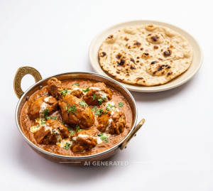 Chicken butter masala bone + Tandoori roti plain (2piece)