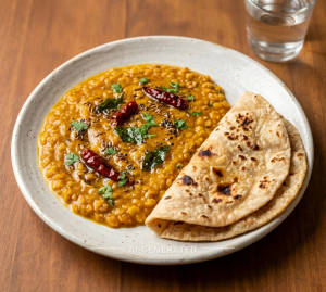 Dal Fry + Plain Tawa Roti (2 pieces)