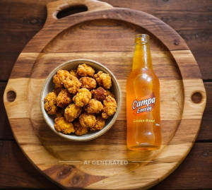 Chicken popcorn  + Campa Energy Golden Boost 300Ml