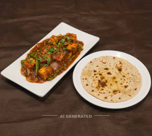 Chilli Paneer Gravy + Tava Roti (1 Piece)