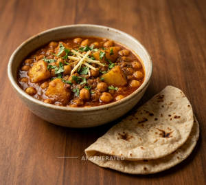 Aloo Chole + Plain Tawa Roti (2 pieces)