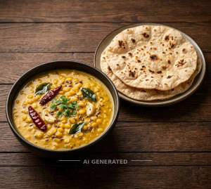 Dal Tadka + Plain Tawa Roti (2 pieces)