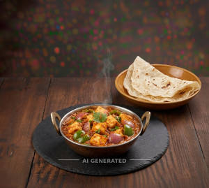 Kadhai Paneer + Rumali Roti (1 Piece)