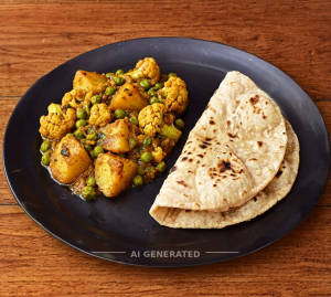 Aloo gobi matar + Fulka roti (2 pieces)