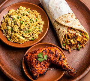 Double Egg and Veg Paneer Roll + Peri peri chiken (1 piece)