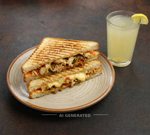 Chicken Cheese Grilled Sandwich + Fresh Lemon Juice