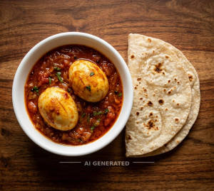 Egg Curry [2pcs] + Tawaroti (2 pieces)