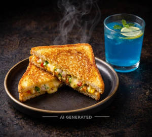 Veg sandwich grilled + Blue Ocean. 200ml