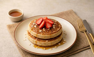 Vanilla Oats Pancake With Strawberries (2 Pc.)