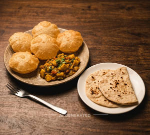 Poodi Sabji 6 Poodi + Tava Roti (2 Pieces)