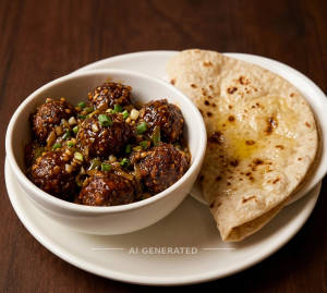 Veg manchurian dry gravy + Butter tawa roti (1 piece)