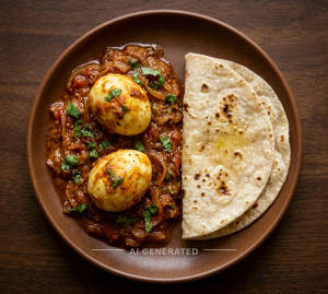 Egg Masala (2 Egg) + Plain Tawa Roti (2 pieces)
