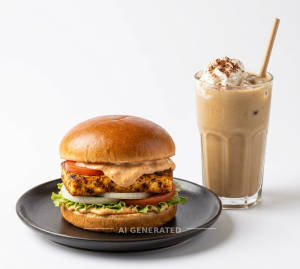 Spicy Paneer Burger + Cold Coffee