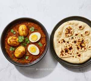 Egg Curry + Plain Kulcha (1 Pc)