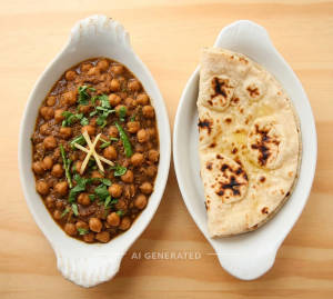 Chana Masala + Plain Tandoori Roti (1 Piece)