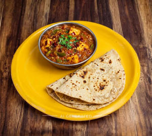 Kadai Paneer + Tawa Roti (2 pieces)