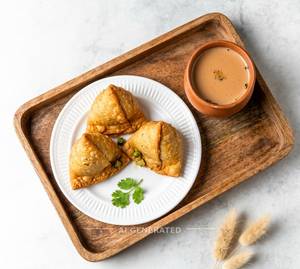 Punjabi Samosa(Regular Aloo Matar) + Masala Tea