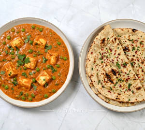 Paneer Matar Masala + Chilli Roti (1 piece)