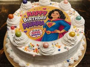 Eggless Vanilla Happy Birthday Mom Special Cake