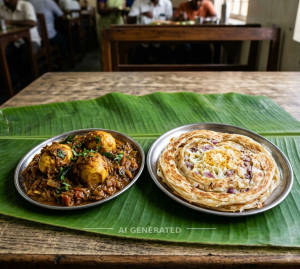 Kulambu Egg Kalaki + Egg Onion Parotta (1 Piece)