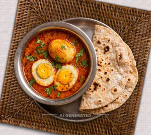 Egg Curry + Tawa Roti (2 pieces)