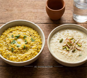Moong Dal Khichdi + Kheer
