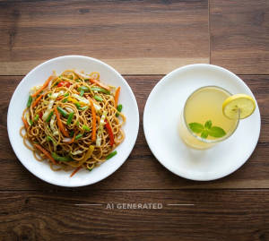 Hakka Noodles + Lemon Drink