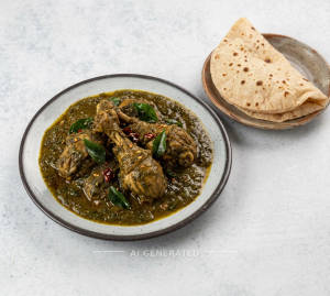Gongura chicken (bone) curry + Pulka (1 piece)
