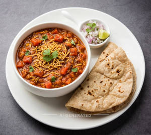 Sev Tomato Meal + Plain Chapati (2 pieces)