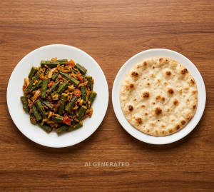 Bhindi Masala + Tawa Roti (1 piece)