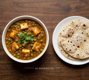 Matar paneer + Tawa roti [1 pcs] (2 pieces)