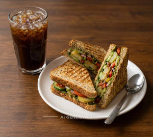 Veg Sandwich + Plain Cold Coffee